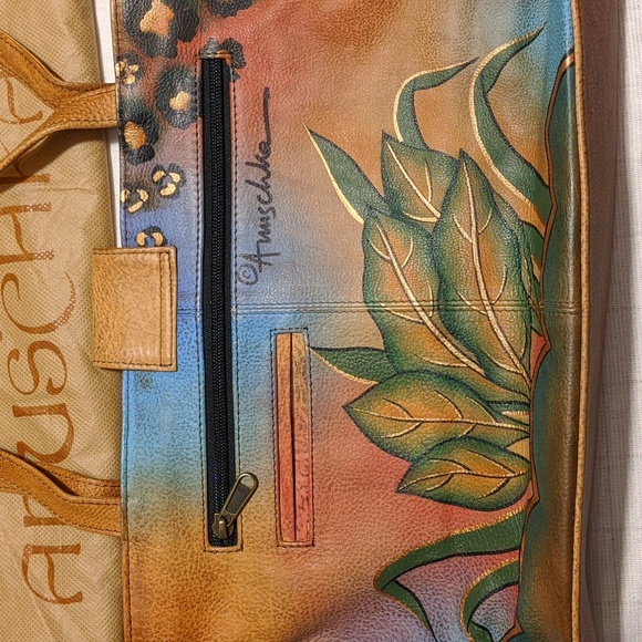 Anuschka Leather Hand Painted Satchel - Picture 2 of 5
